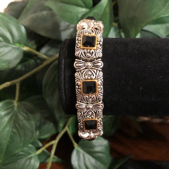 Silver & Gold Tone mix metal cable link bracelet - Picture 1 of 6